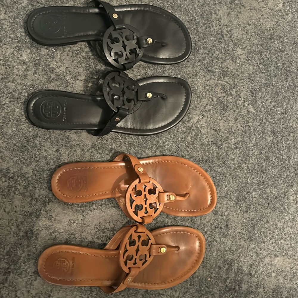 (2) Pair of Tory Burch Sandals - great condition, but loved ❤️